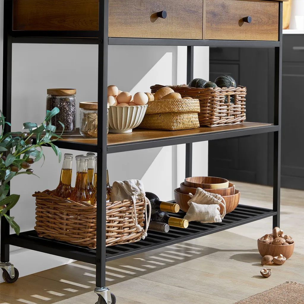 SoBuy FKW112-PF Küchenwagen Servierwagen Küchenregal Kücheninsel Flurschrank Sideboard Beistelltisch Rollwagen Industrie-Design BHT Ca.: 100x93x45cm 8 SoBuy FKW112-PF Küchenwagen Servierwagen Küchenregal Kücheninsel Flurschrank Sideboard Beistelltisch Rollwagen Industrie-Design BHT Ca.: 100x93x45cm – Bild 8