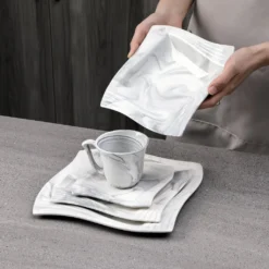 MALACASA, AMPARO 30 Tlg. Marmor Porzellan Geschirrset Kombiservice Tafelservice Mit Kaffeetassen, Unterteller, Dessertteller, Suppenteller, Speiseteller Für 6 Personen -Leonardo Verkäufe 06bffbce4afe510c0fb6d880a070c49e