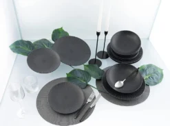 CreaTable 23211 Tafelservice Elements Collection Vesuvio Black Für 4 Personen, Steinzeug, Schwarz/grau (1 Set, 12-teilig) -Leonardo Verkäufe 0a7b287f323994c4f5db7480f37749ac