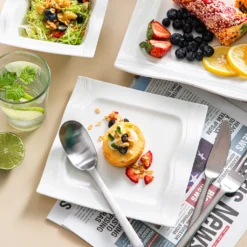 MALACASA, Serie Mario, Cremeweiß Porzellan Tafelservice 28 Tlg. Set Geschirrset Kombiservice Mit Dessertteller, Speiseteller, Suppenteller, Müslischalen, Servierplatte, Salz- Und Pfefferdosen -Leonardo Verkäufe 0b2168291bad485285cf15373326b8ff