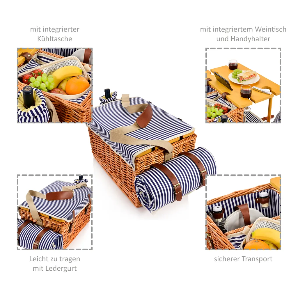 Sänger SÄNGER Picknickkorb Borkum Mit Integriertem Tisch & Kühltasche 25 Teilig Für 4 Personen 2 Sänger SÄNGER Picknickkorb Borkum Mit Integriertem Tisch & Kühltasche 25 Teilig Für 4 Personen – Bild 2