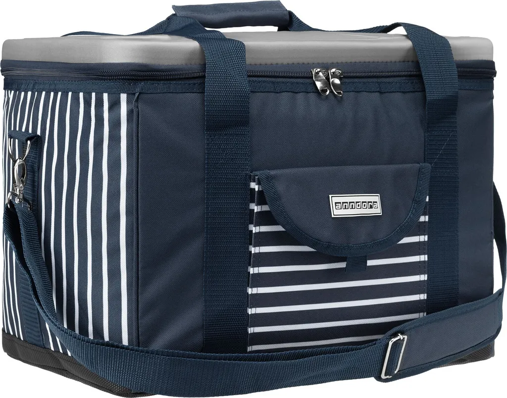 Anndora Kühltasche XL 40 Liter AHOI Mit Reissverschluss - Blau-weis-gestreift 1 Anndora Kühltasche XL 40 Liter AHOI Mit Reissverschluss - Blau-weis-gestreift
