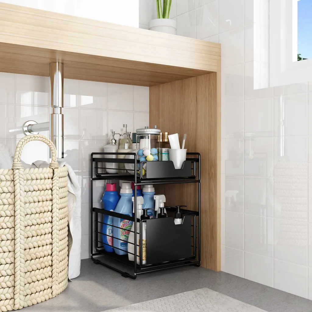 Clear Living - Unter Waschbecken Regal - Küchenregal - Unterschrank Organizer - Spülbecken Organizer - Spülschrank Organizer 3 Clear Living - Unter Waschbecken Regal - Küchenregal - Unterschrank Organizer - Spülbecken Organizer - Spülschrank Organizer – Bild 3