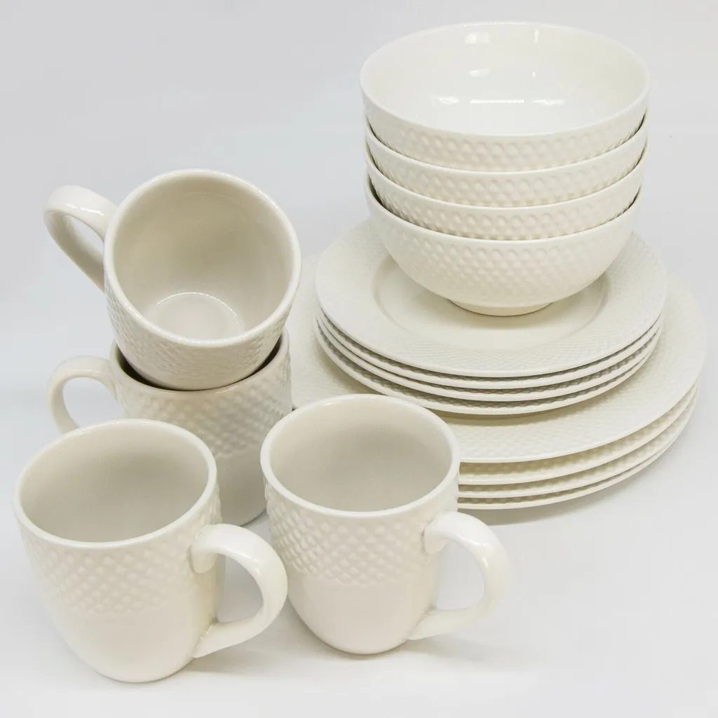 Porzellan Geschirr Set Weiß Für 4 Personen 16-teiliges Tafelservice Kombiservice 1 Porzellan Geschirr Set Weiß Für 4 Personen 16-teiliges Tafelservice Kombiservice