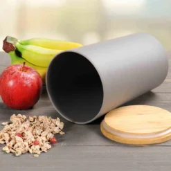 KESPER Vorratsdose, Kunststoff Mit Bambusdeckel, Grau, Ø 11,5 Cm, Höhe: 18,7 Cm, 32601 -Leonardo Verkäufe 13b8526d1ed636f4076009ca657c1556