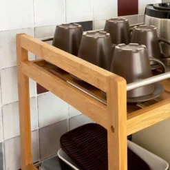 SoBuy Küchenregal, Küchenwagen, Baderegal Aus Bambus Mit Rollen FKW11-N -Leonardo Verkäufe 15dc24bdb4ab022eebea0063480da091