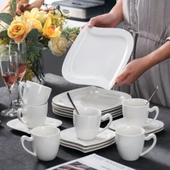MALACASA, Serie Elvira, 36 Teilig Cremeweiß Porzellan Geschirrset Tafelservice Kaffeeservice Mit Tassen, Untertassen, Dessertteller Für 12 Person -Leonardo Verkäufe 161fd2150daed9339b4e461aba56f55f
