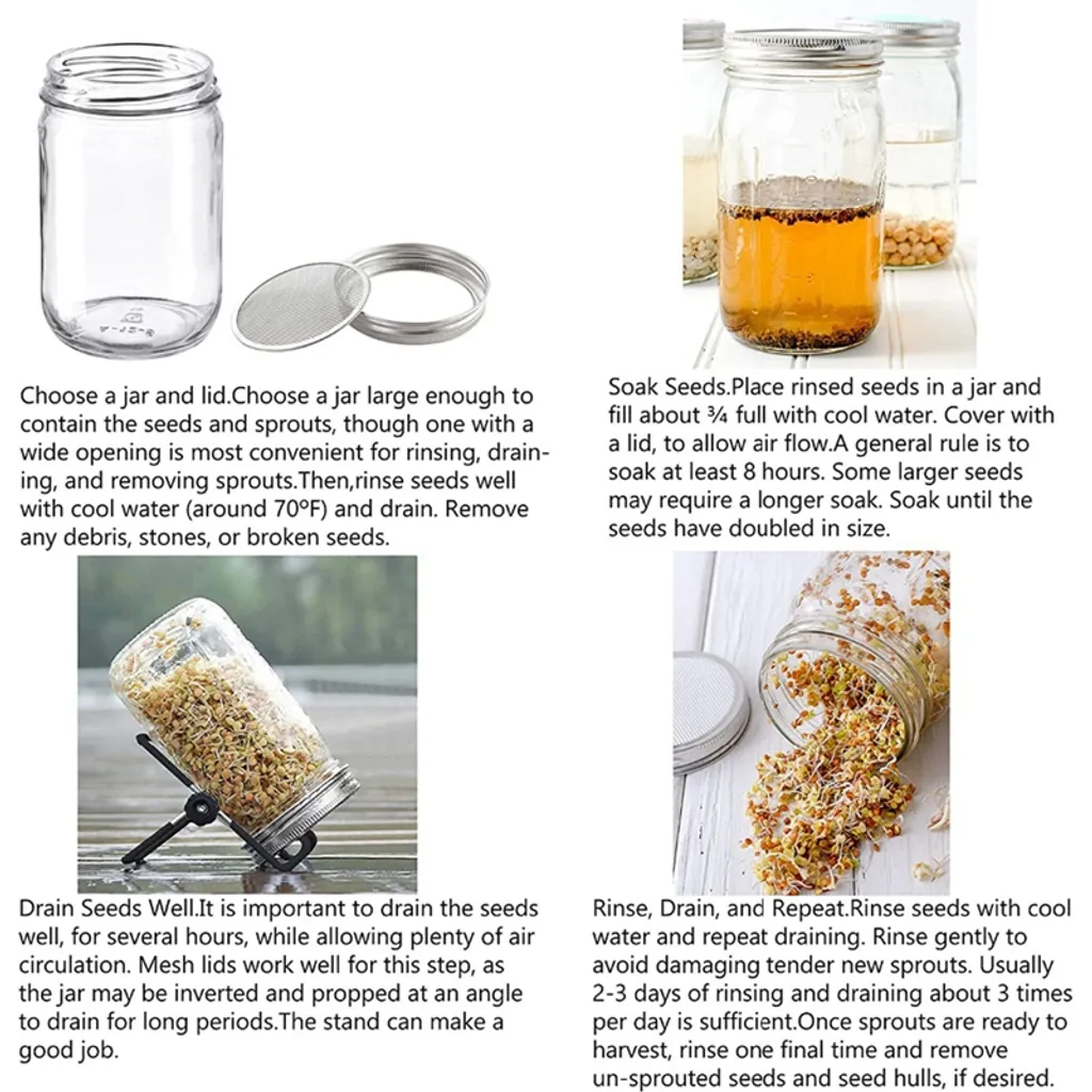 2x 750ml Sprossenglas Set Samenkeimer Mit Edelstahl Siebdeckel + Ständer, Das Sprossenglas Für Sprossen 14 2x 750ml Sprossenglas Set Samenkeimer Mit Edelstahl Siebdeckel + Ständer, Das Sprossenglas Für Sprossen – Bild 14