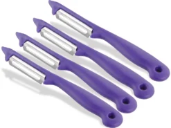 Sparschäler 4er Set Schäler Obst Gemüse Mit Rostfreier Scharfer Pendelklinge Universalschäler Für Rechts Und Linkshänder Allzweckschäler Zum Schälen Von Obst Gemüse Spülmaschinen Geeignet Lila