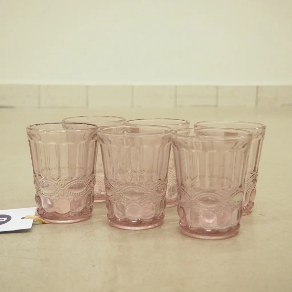 Wassergläser Solange Reliefmuster 6xSet Rosa Transparent 265ml 2 Wassergläser Solange Reliefmuster 6xSet Rosa Transparent 265ml – Bild 2