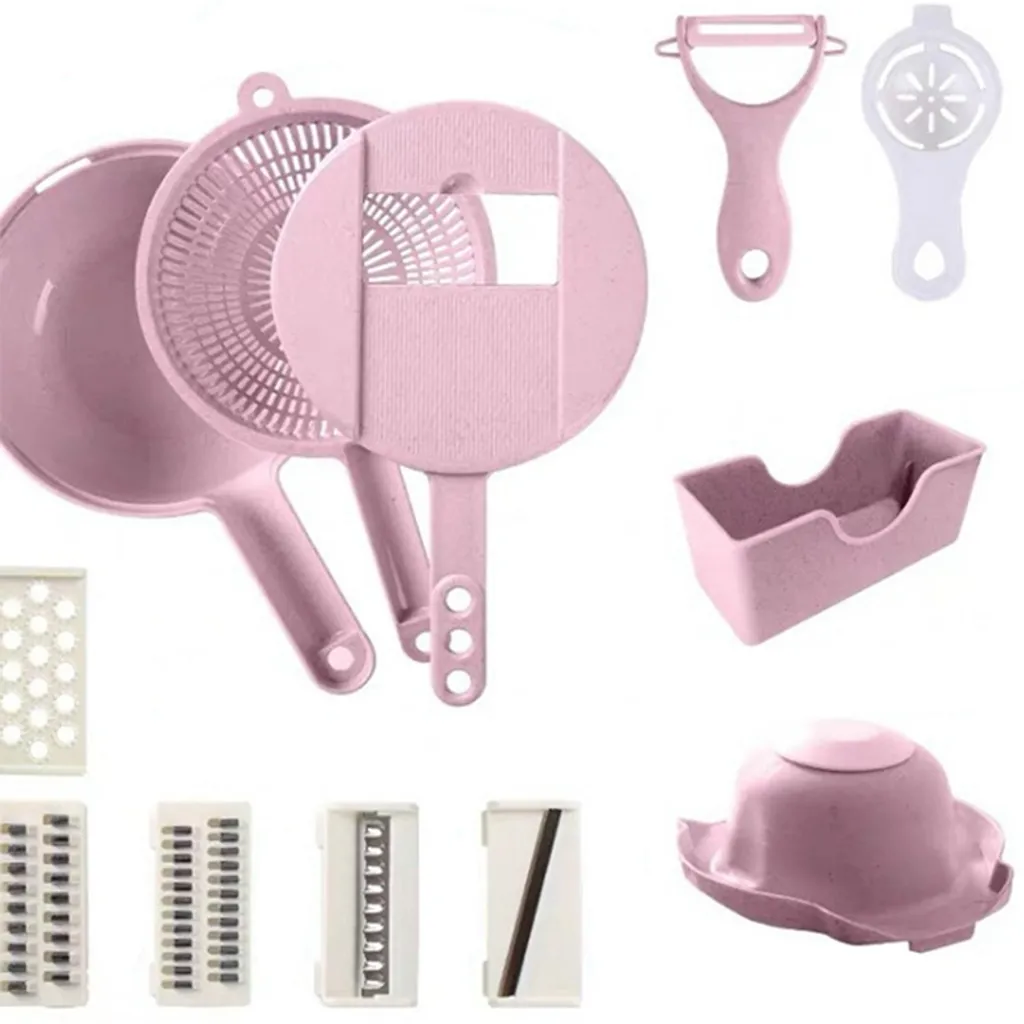 9 In 1 Multifunktionaler Gemüseschneider Gemüsereiben Allesschneider Obsthobel Reibe Zerkleinerer Zwiebelschneider Eierteiler,Rosa 6 9 In 1 Multifunktionaler Gemüseschneider Gemüsereiben Allesschneider Obsthobel Reibe Zerkleinerer Zwiebelschneider Eierteiler,Rosa – Bild 6