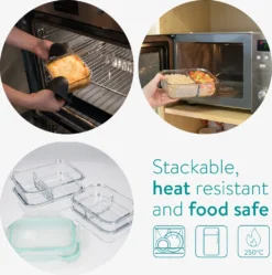 Navaris Glas Frischhaltedose Set Mit Deckel - 4x Vorratsdosen In 2 Größen - Auslaufsicher Hitzebeständig Kältebeständig - Glasbehälter Boxen -Leonardo Verkäufe 20be41b00793109ff9516a6caec33099