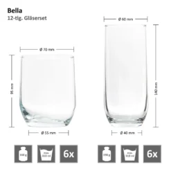 12tlg Gläserset Bella 6x Wasser Trink-Becher 6x Long-Drink Partygläser 310ml Tumbler Glas Gastro 14 12tlg Gläserset Bella 6x Wasser Trink-Becher 6x Long-Drink Partygläser 310ml Tumbler Glas Gastro -Leonardo Verkäufe 21691d6ffda482bf1dad7069f3205373