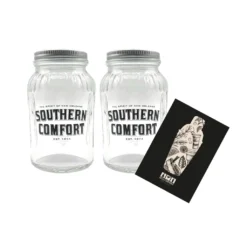 Southern Comfort 2er Set Lynchburg 2x Glas Gläser MIT DECKEL Bar Cocktail / Marmeladenglas