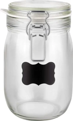 6 X Creative Home Gläser Mit Bügelverschluss | 1 Liter | Einmachgläser Drahtbügel-glas Aufbewahrungsgläser Mit Gummiring Und Deckel | 8 Wiederverwendbare Aufkleber + 1 Anti-Staub-Kreide -Leonardo Verkäufe 228a84754447f6549b1cb51be80d4eb9