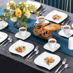 MALACASA, Serie Elvira, 36 Teilig Cremeweiß Porzellan Geschirrset Tafelservice Kaffeeservice Mit Tassen, Untertassen, Dessertteller Für 12 Person -Leonardo Verkäufe 24bb276353cbd9b4888d8e3a58af97ee