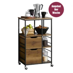 SoBuy FKW111-PF Küchenwagen Servierwagen Beistellwagen Rollwagen Teewagen Barwagen Küchenregal Mit Rollen BHT Ca.: 53x89x37cm