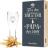 Leonardo Weizenglas Mit Gravur - Bester Papa Der Welt - Geschenk Für Papa Ideal Als Vatertagsgeschenk 0,5l Bierglas Weizenbierglas Als Geburtstagsgeschenk Für Männer Als Geschenkset