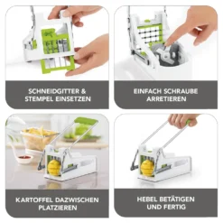 MAXXMEE Pommes Schneider Edelstahl Frites Gemüse Schneider Kartoffel Schneider Cutter Pommesschneider - Weiß/grün Pommes Schneider Edelstahl Frites Gemüse Schneider Kartoffel Schneider Cutter -Leonardo Verkäufe 26b8addc7a3589c99249b40a817aa08b