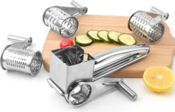 4 In 1 Edelstahl Manuelle Rotary Käsereibe Aus Edelstahl Gemüse Kaese Cutter Käseraspel Käsereiben Mit 4 Ersatzköpfe -Leonardo Verkäufe 2a57bd091854546ff6ea2c083ca903bd