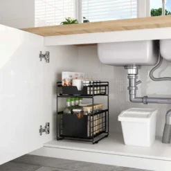 Clear Living - Unter Waschbecken Regal - Küchenregal - Unterschrank Organizer - Spülbecken Organizer - Spülschrank Organizer