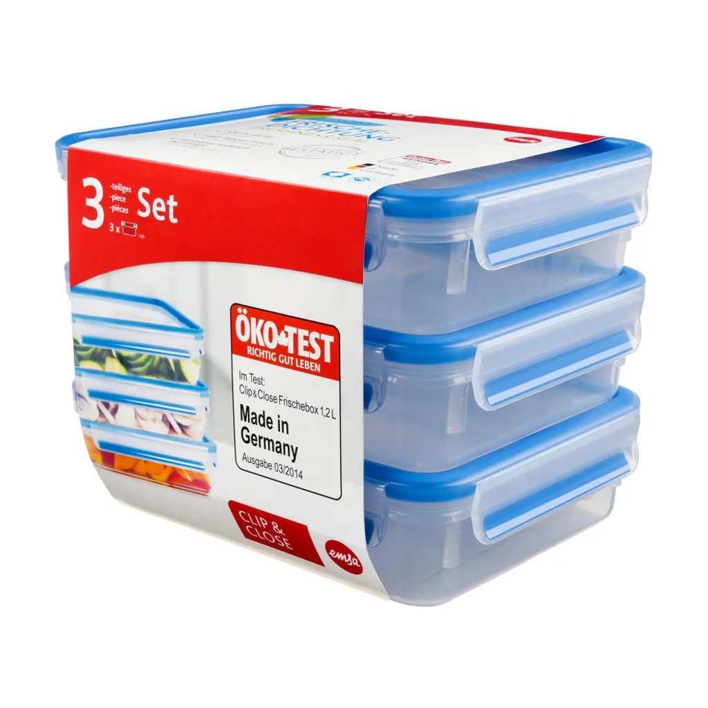 Emsa Frischhaltedose CLIP & CLOSE 3er Set 1,20 Liter Blau 17 Emsa Frischhaltedose CLIP & CLOSE 3er Set 1,20 Liter Blau – Bild 17