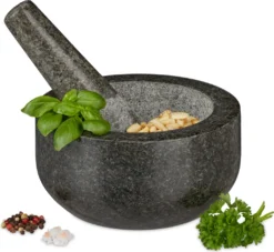 Relaxdays Granit Mörser Mit Stößel 16 Cm