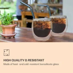 DUOS 6X 410ml Jumbo Doppelwandige Thermo-Gläser + 6X Edelstahl-LÖFFEL, Für Latte Macchiato, Cocktails, Vorspeisen By Feelino -Leonardo Verkäufe 302b02e48be9638bb4bcefd7ecb36b11