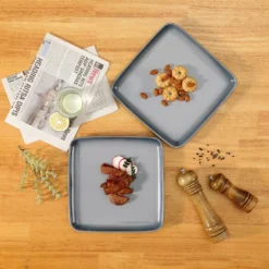 LOVECASA Tafelservice, 4-tlg Set Quadratische Speiseteller Aus Steingut, Flachteller, Frühstücksteller Für 4 Personen, Grau -Leonardo Verkäufe 323f8c14ef917b9435e5ac79b69e94cf