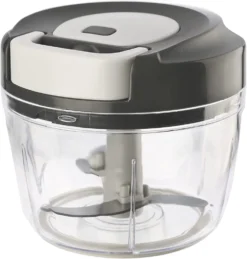 Schlosserei Bayerwald Multizerkleinerer Manuell - Gemüsehobel Edelstahl Mit Seilzug Griff - Zerkleinerer Mit Salatschüssel Mit Deckel - Zwiebelschneider ⌀13,5 Grau