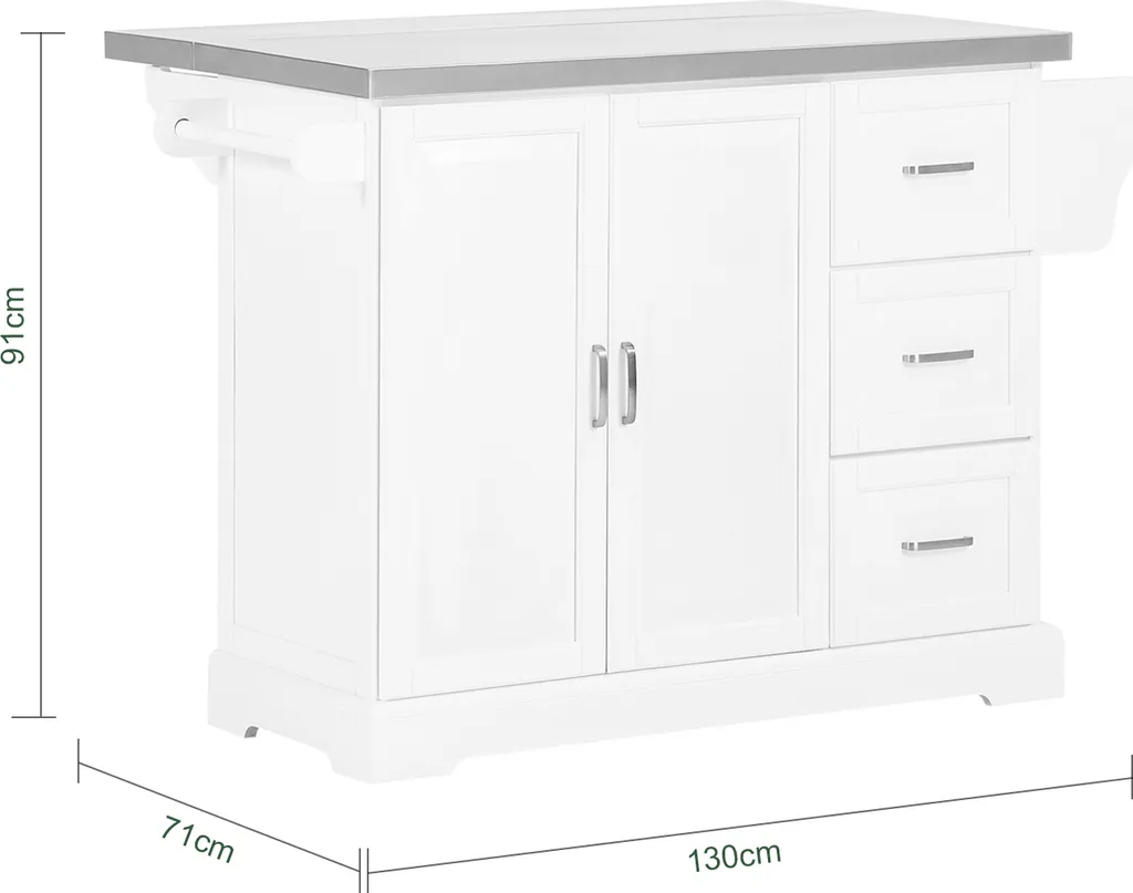 SoBuy FKW41-ST Luxus-Küchenwagen Mit Edelstahlplatte Küchenschrank Sideboard Mit Erweiterbarer Arbeitsfläche Servierwagen BHT Ca.:130x91x46(+25) Cm 6 SoBuy FKW41-ST Luxus-Küchenwagen Mit Edelstahlplatte Küchenschrank Sideboard Mit Erweiterbarer Arbeitsfläche Servierwagen BHT Ca.:130x91x46(+25) Cm – Bild 6