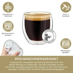 Creano Doppelwandige Espresso-Gläser, 4er-Set 100ml Thermo-Gläser Mit Schwebe-Effekt -Leonardo Verkäufe 3e0340b6a58bcf25308e4877bac67977