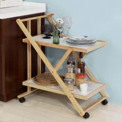 SoBuy® Servierwagen,Beistellwagen,Küchenwagen,zusammenklappbar,FKW52-WN -Leonardo Verkäufe 4047ce64300251c5511d9b90c894e31c