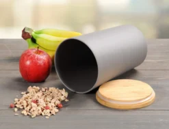 KESPER Vorratsdose, Kunststoff Mit Bambusdeckel, Grau, Ø 11,5 Cm, Höhe: 18,7 Cm, 32601 -Leonardo Verkäufe 416fce538deb196f31e8fefdb02aa2aa