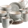 Mäser 931492 Lumaca Frühstück-Service Für 6 Personen Im Vintage Look, Handbemalte Keramik, Steingut, Rauchblau, 18-teilig (1 Set)