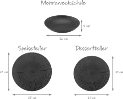 CreaTable 23211 Tafelservice Elements Collection Vesuvio Black Für 4 Personen, Steinzeug, Schwarz/grau (1 Set, 12-teilig) -Leonardo Verkäufe 41d66871924b945b0b73003664d3de46