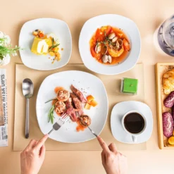 MALACASA, Serie Elisa, 60 Tlg. Porzellan Tafelservice Geschirrset Mit 12 Kaffeetassen, 12 Untertassen, 12 Dessertteller, 12 Suppenteller, 12 Essteller -Leonardo Verkäufe 430008a20cdfe9838a777a77de931f05