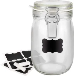 6 X Creative Home Gläser Mit Bügelverschluss | 1 Liter | Einmachgläser Drahtbügel-glas Aufbewahrungsgläser Mit Gummiring Und Deckel | 8 Wiederverwendbare Aufkleber + 1 Anti-Staub-Kreide -Leonardo Verkäufe 444040aa6b493dc9c6522f5fba26e59f