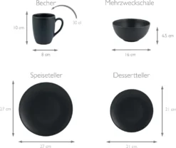 CreaTable 23145 Kombiservice Soft Touch Black Für 4 Personen, Steinzeug, Schwarz (1 Set, 16-teilig) 12 CreaTable 23145 Kombiservice Soft Touch Black Für 4 Personen, Steinzeug, Schwarz (1 Set, 16-teilig) -Leonardo Verkäufe 4550bc31fe2e713b48d32f63c29e9692