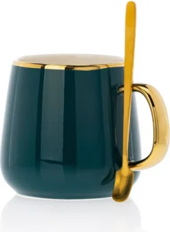 HowHomely Kaffeeservice Keramik 4 Personen - Teeservice 10-tlg. - Grün-Gold -Leonardo Verkäufe 463044aeda106ce27cd4b333171be4c2