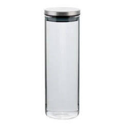 AXENTIA Glas Vorratsdose 1300 Ml Ø 8,5 X H25 Cm, Aufbewahrungsdose Aus Glas Mit Edelstahldeckel Schraubverschluss