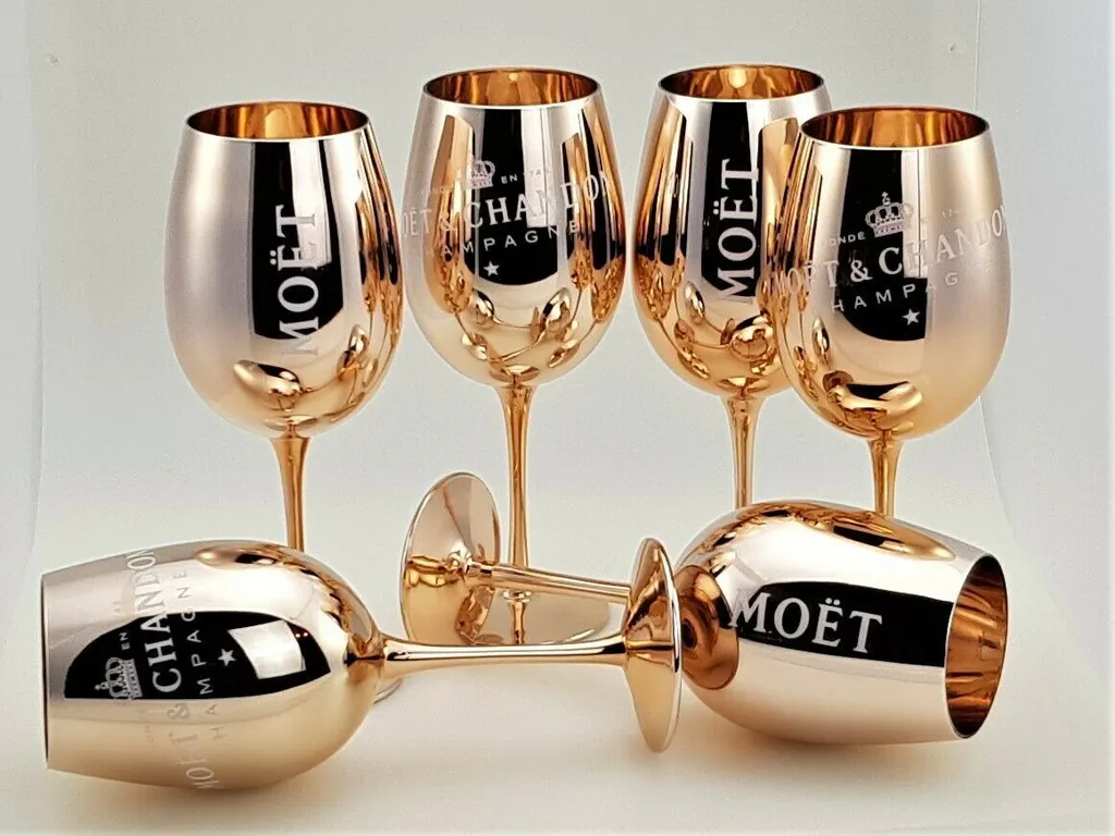 Moët & Chandon Champagnergläser Kupfer 6er Set Echtglas 3 Moët & Chandon Champagnergläser Kupfer 6er Set Echtglas – Bild 3