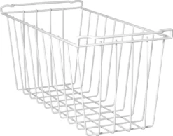 Aufbewahrungskorb 48cmx18cmx18cm, Einlegekorb, Gefrierschrank Organizer, Drahtkorb Aus Eisen Mit PE-Beschichtung, Weiß -Leonardo Verkäufe 46df845022b1e4d37d0ba1b44afb6e99