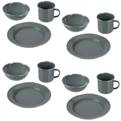 GRÄWE Camping Geschirr Set 4 Personen Grau