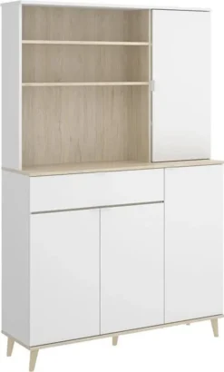 Küchenschrank Mit 4 Türen, 1 Schublade & 3 Ablagen - Weiß & Eichefarben - WAJDI -Leonardo Verkäufe 48c0e98c11b7ecd2c1446d2ea26ee318