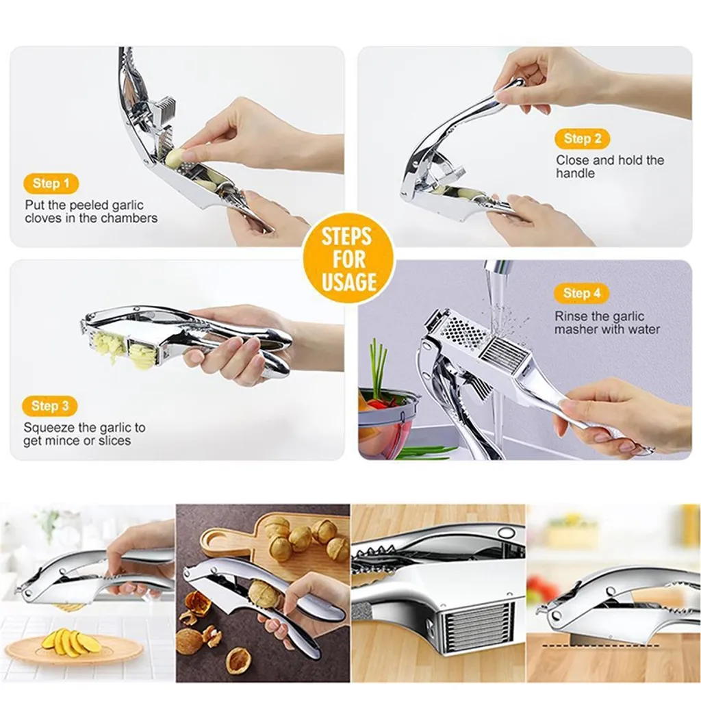 2 In1 Knoblauchpresse Knoblauchhacker Knoblauchschneider Aluminiumlegierung Küchenutensilien 4 2 In1 Knoblauchpresse Knoblauchhacker Knoblauchschneider Aluminiumlegierung Küchenutensilien – Bild 4
