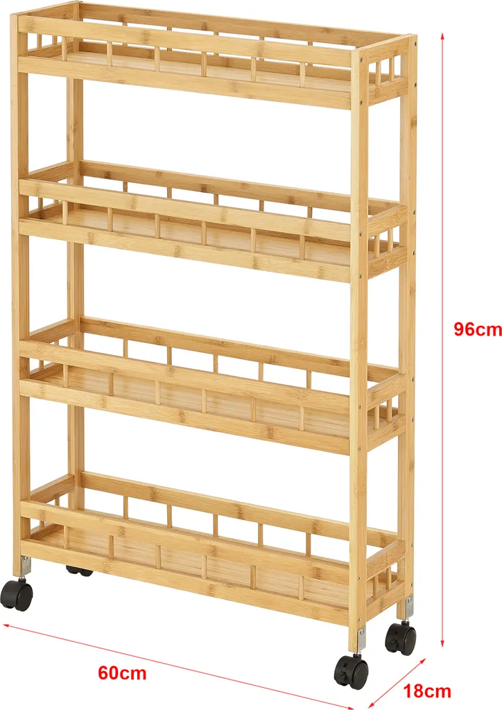 Küchenwagen Pyhäjoki Auf Rollen Servierwagen Aus Bambus Aufbewahrungswagen 96 X 60 X 18 Cm Speicherwagen Natur 4 Küchenwagen Pyhäjoki Auf Rollen Servierwagen Aus Bambus Aufbewahrungswagen 96 X 60 X 18 Cm Speicherwagen Natur – Bild 4