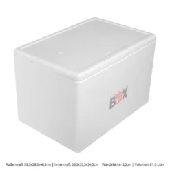 Styroporbox 61W | Wand: 3,0cm | Volumen: 61,5L | Innenmaß:53x33x34cm | Weiß Isolierbox Thermobox Kühlbox Warmhaltebox -Leonardo Verkäufe 54c30c61f6291faf5b62c5a6c22598f8