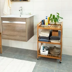 SoBuy Küchenregal, Küchenwagen, Baderegal Aus Bambus Mit Rollen FKW11-N -Leonardo Verkäufe 57379da71fd6a55b925f954b9584a6e2