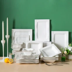 MALACASA, Serie Mario, Cremeweiß Porzellan Tafelservice 28 Tlg. Set Geschirrset Kombiservice Mit Dessertteller, Speiseteller, Suppenteller, Müslischalen, Servierplatte, Salz- Und Pfefferdosen -Leonardo Verkäufe 597fef9462e64f59438ce12c00800392